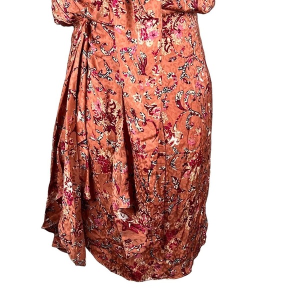 ISABEL ETOILE MARANT BAIKAL FLORAL JACQUARD WRAP DRESS PINK NWT WOMEN'S SIZE 34 - Picture 7 of 16